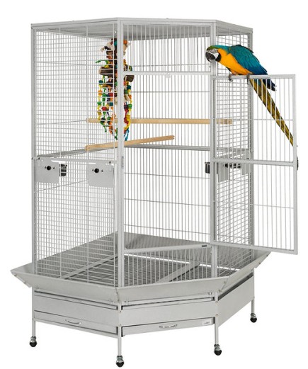 Liberta Raleigh Large Solid Top Corner Parrot Cage - Stone